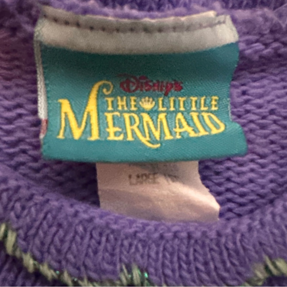 Vintage 90s Disney Ariel The Little Mermaid Knit Sweater 6X Girls Youth Purple - Picture 4 of 6